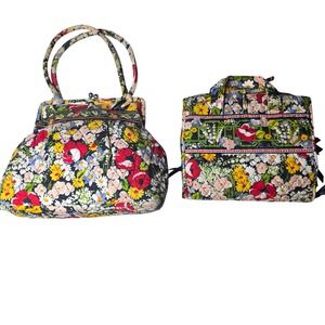 Vera Bradley Quilted Cotton Kisslock Poppy Fields Handbag Roll Up Travel Bag